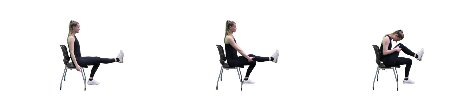 person doing the bending the legs stretch in a chair
